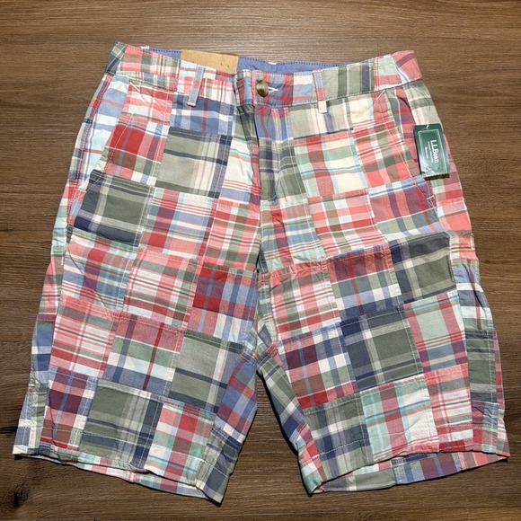 L.L. Bean Pants - NWT LL Bean Womens Size 4 Multicolor Madras Patchwork Bermuda Shorts NEW Pink